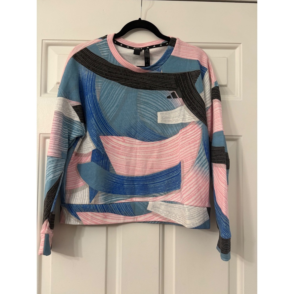Adidas | Abstract Graphic Crewneck Sweatshirt | Small || Pink Blue Black|
